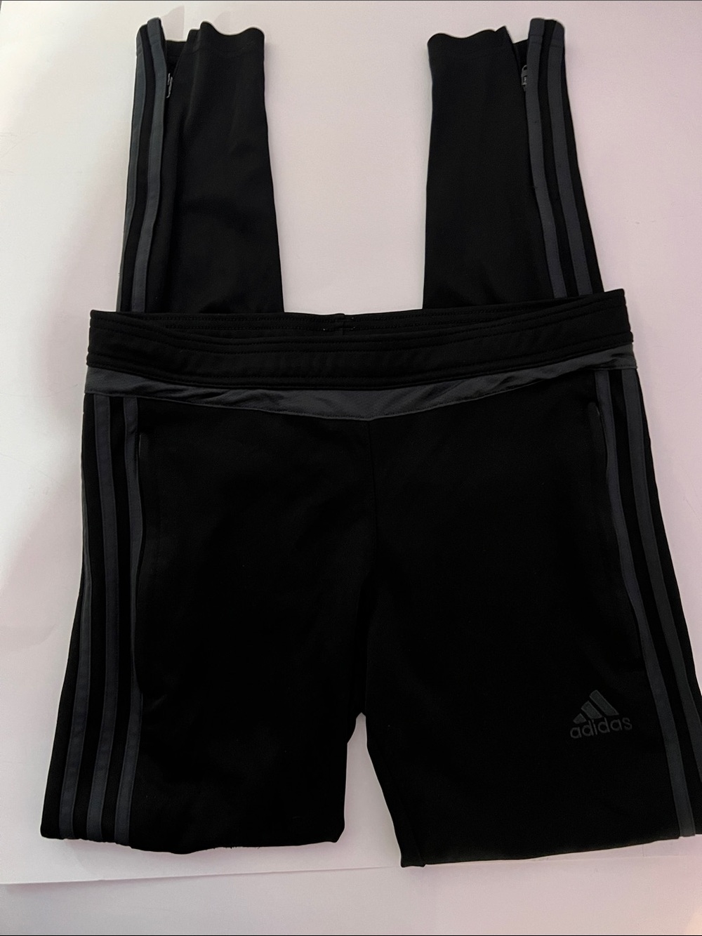 adidas Black Women’s Leggings with Gray Side Stripes Size XS